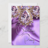 Invitation Anniversaire Soie Lilac Bijou pourpre Gem (Devant)