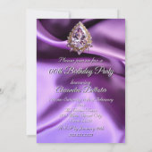 Invitation Anniversaire Soie Lilac Bijou pourpre Gem (Dos)