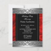 Invitation Anniversaire Soie Rouge Soie Noir Diamant (Dos)
