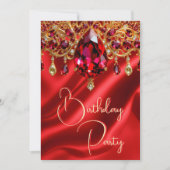Invitation Anniversaire Soie Ruby Bijou rouge Gem (Devant)