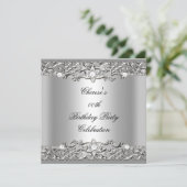 Invitation Anniversaire Soirée élégant Diamant d'argent 2 (Debout devant)