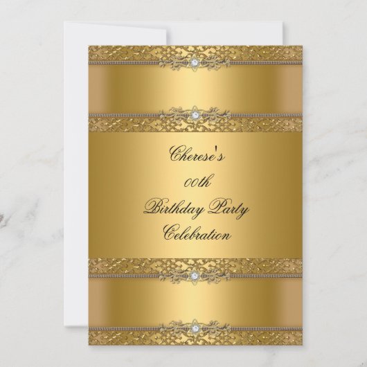 Invitation Anniversaire Soirée Elegant Gold Diamond (Devant)