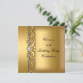 Invitation Anniversaire Soirée Elegant Gold Diamond (Debout devant)