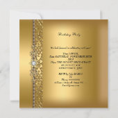 Invitation Anniversaire Soirée Elegant Gold Diamond (Dos)