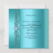 Invitation Anniversaire Soirée Elégante Diamant Bleu Turquois (Dos)