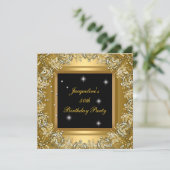 Invitation Anniversaire Soirée Elégante Gold Black Gold Frame (Debout devant)