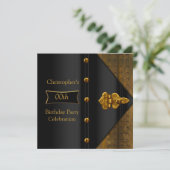 Invitation Anniversaire Soirée Elégante Or Black Metal Look 2 (Debout devant)