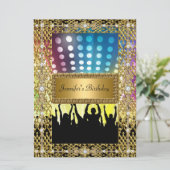 Invitation Anniversaire Soirée Gold Black Disco N'importe que (Debout devant)
