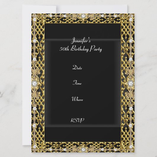 Invitation Anniversaire Soirée Gold Black Disco N'importe que (Dos)