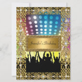 Invitation Anniversaire Soirée Gold Black Disco N'importe que (Devant)