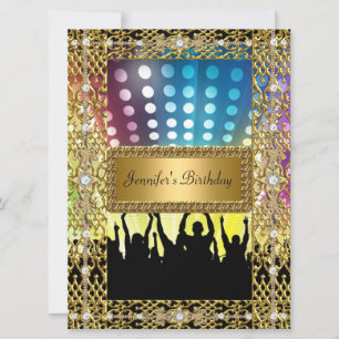 Invitation Anniversaire Soirée Gold Black Disco N'importe que