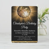Invitation Anniversaire Soirée Gold Sparkle Disco Ball (Debout devant)