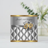 Invitation Anniversaire Soirée Gold Tile Trier Silver Grey Di (Debout devant)