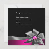Invitation Anniversaire Soirée Rose Grey Bow Black Rose Jewel (Dos)