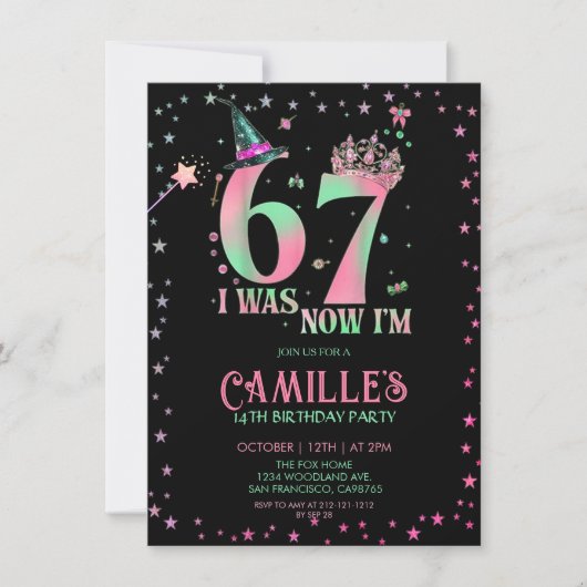 Invitation Anniversaire Sorcière J'avais 6 ans Maintenant j'a (Devant)