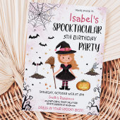 Invitation Anniversaire Sorcière Rose Halloween