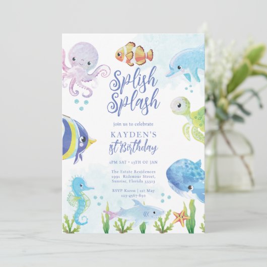 Invitation Anniversaire sous la mer (Debout devant)