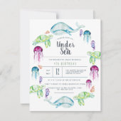 Invitation Anniversaire sous la mer | Aquarelle de créatures  (Devant)