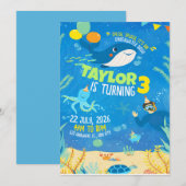 Invitation Anniversaire sous le sea, Anniversaire des animaux (Devant / Derrière)