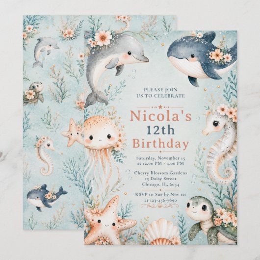 Invitation Anniversaire sous-marin (Devant / Derrière)