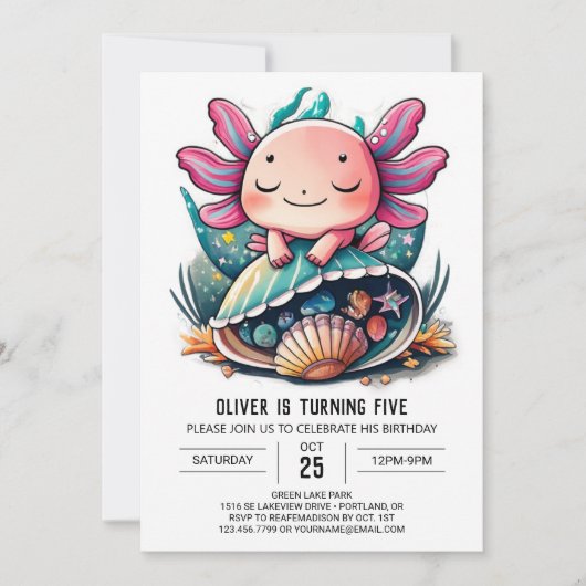 Invitation Anniversaire sous-marin de l'Axolotl (Devant)