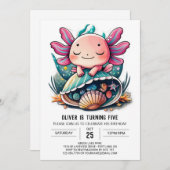 Invitation Anniversaire sous-marin de l'Axolotl (Devant / Derrière)
