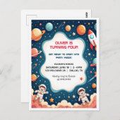 Invitation Anniversaire Space Boy astronaute Carte (Devant / Derrière)