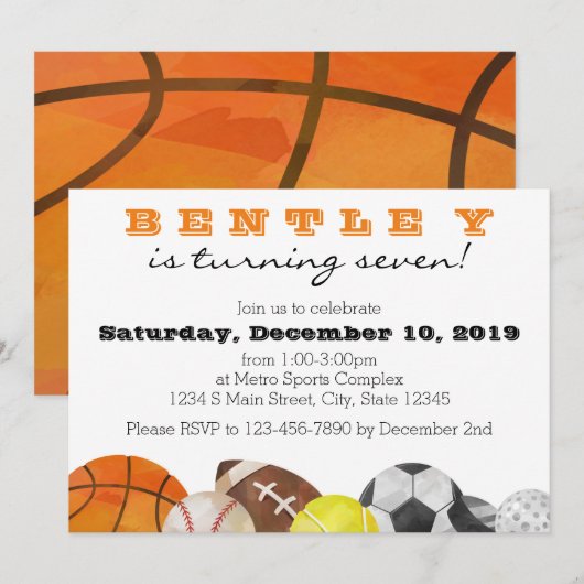 Invitation Anniversaire Sportif (Devant / Derrière)