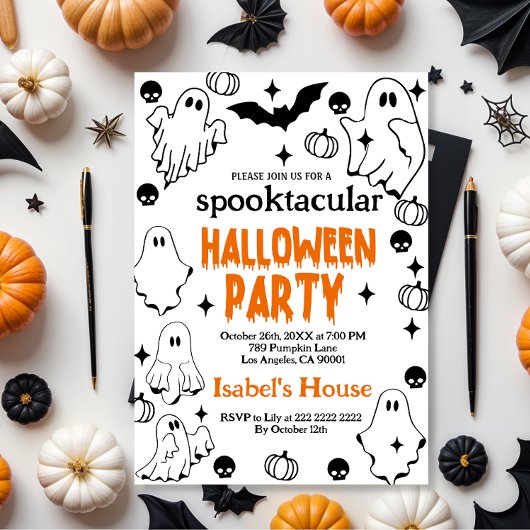 Invitation anniversaire spottaculaire de l'halloween modifiab