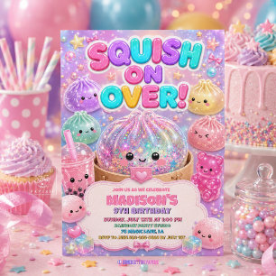 Invitation anniversaire Squishies Nourriture Paill