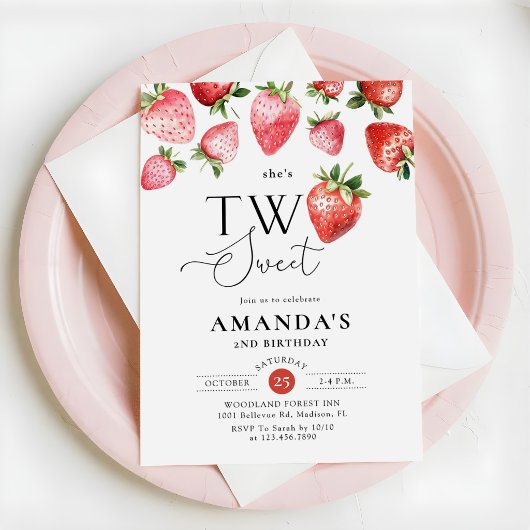 Invitation Anniversaire Strawberry 2 ans Deux Douceurs