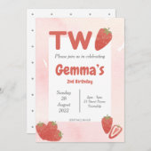Invitation Anniversaire Strawberry Deux (Devant / Derrière)