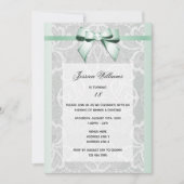 Invitation Anniversaire Stylé Ruban Menthe & Dentelle (Devant)
