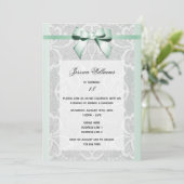 Invitation Anniversaire Stylé Ruban Menthe & Dentelle (Debout devant)