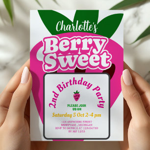 Invitation Anniversaire Sucré Fraise Rose Clair