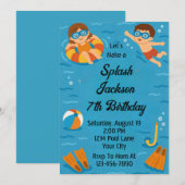 Invitation Anniversaire Summer Splash (Devant / Derrière)