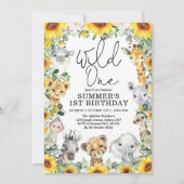 Invitation Anniversaire Sunflower Wild One Jungle Safari Anim (Devant)