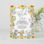Invitation Anniversaire Sunflower Wild One Jungle Safari Anim (Debout devant)