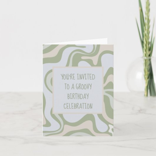 Invitation Anniversaire Super à Sage Green (Devant)