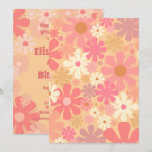 Invitation Anniversaire super des années 60 Plutôt rose (Devant / Derrière)