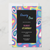 Invitation anniversaire super vert, bleu, rose et jaune (Devant)