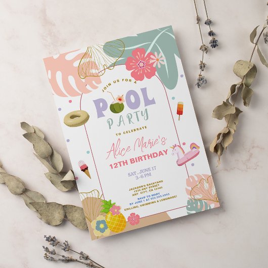 Invitation Anniversaire sur la plage de l'été tropical à l'an