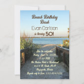 Invitation Anniversaire sur la plage Planche promenade Sable  (Devant)