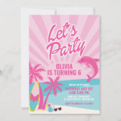 Invitation Anniversaire sur la plage rose de Malibu (Devant)