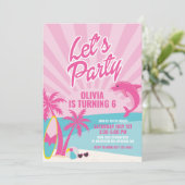 Invitation Anniversaire sur la plage rose de Malibu (Debout devant)