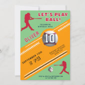 Invitation Anniversaire sur le thème des joueurs de baseball  (Devant)