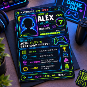 Invitation Anniversaire sur le thème du jeu vidéo