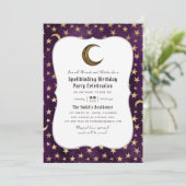 Invitation Anniversaire sur le thème du magicien violet et or (Debout devant)