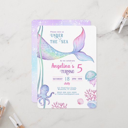 Invitation anniversaire sur le thème nautique. (Devant/Arrière en situation)