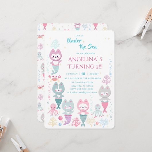 Invitation anniversaire sur le thème nautique. (Devant/Arrière en situation)